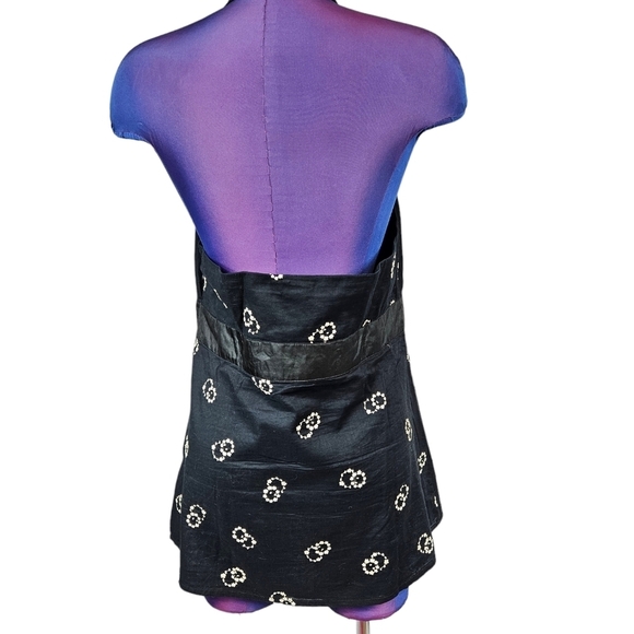 Odille by Anthro Black & White Silk Keyhole Peplum Halter Top Size 12 Women B10 - Picture 6 of 11